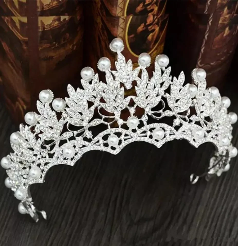 

Sparky Pearls Crystals Wedding Crowns Headbands Women Crystal Jewelry Tiaras Wedding Party Birthday Crown Hair Accessories