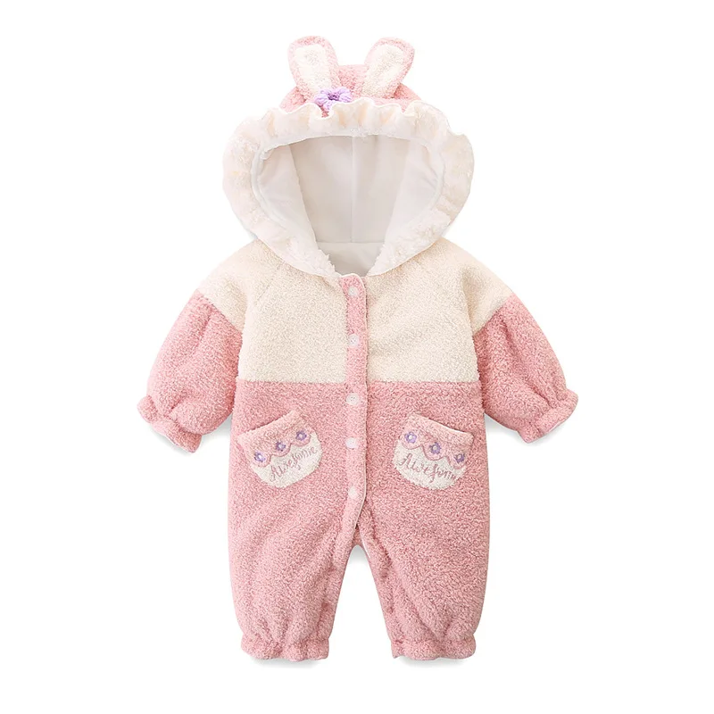 

Baby Jumpsuit Winter Clothing Newborn Hooded Baby Clothes Infant Long Sleeved Rompers Newborn Girls Climbing Outwear 0-2Y