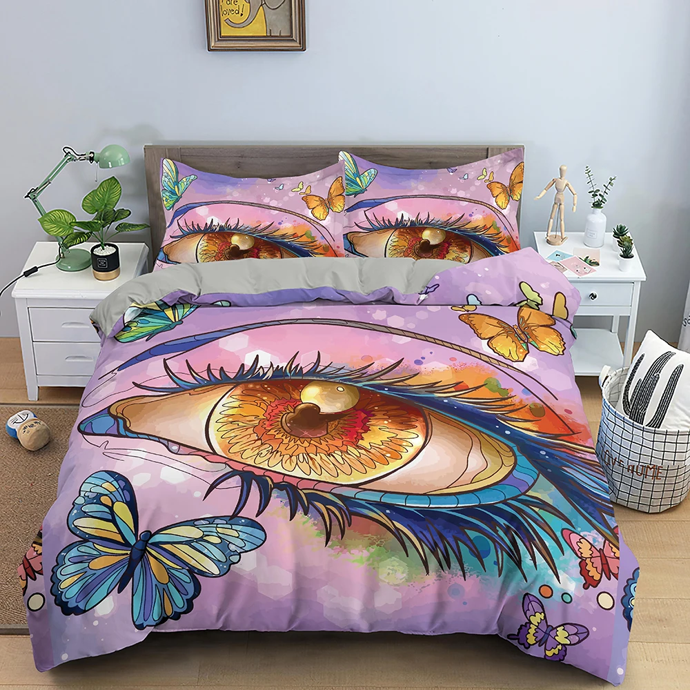 

3D Blue Evil Eye Duvet Cover King Queen Size Psychedelic Magic Drawing Eyes Bedding Set Kids Teens Adults Polyester Quilt Cover