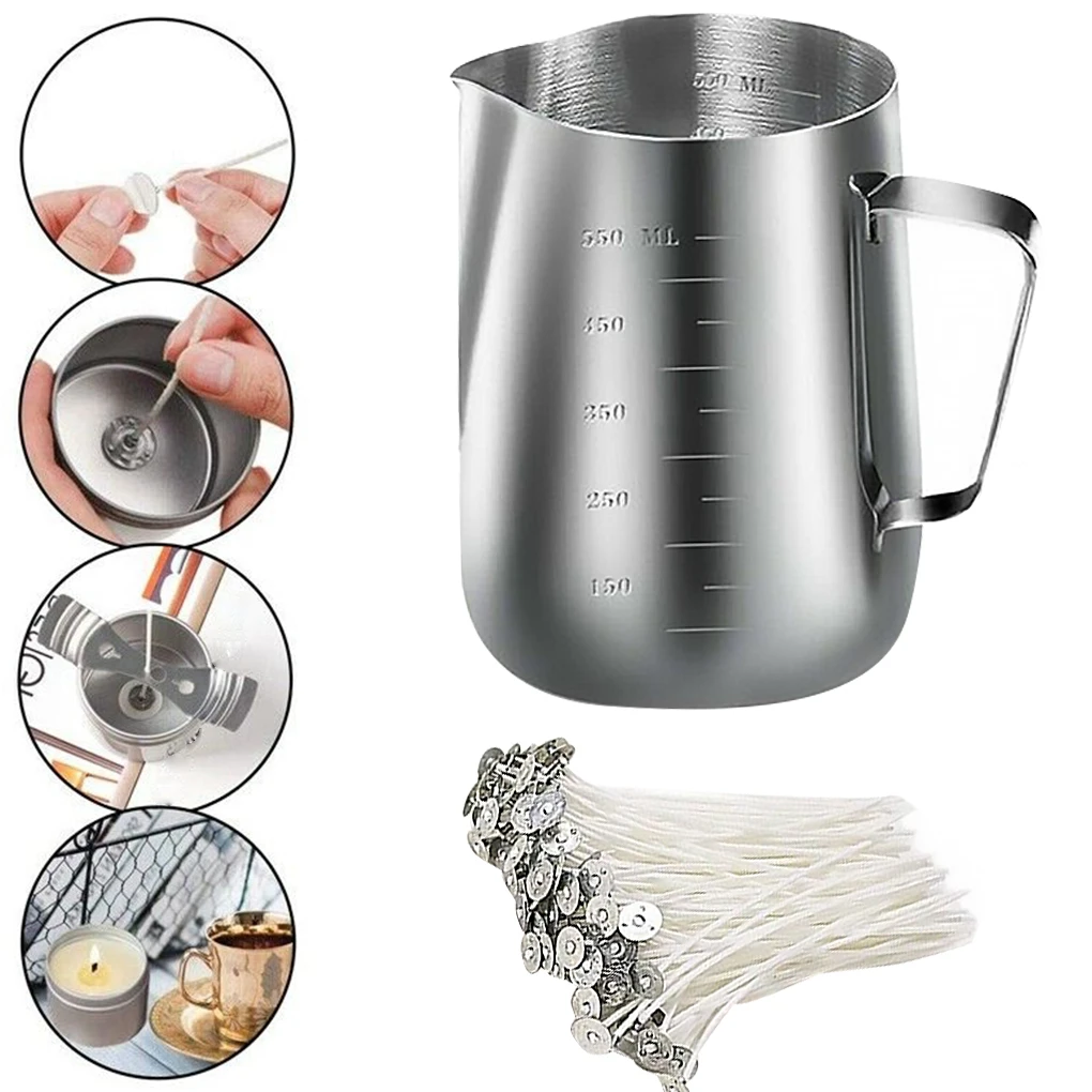 

Candle Making Kit DIY Candles Craft Tools Stainless Steel Handmake Wax Cup Children Toy Set Candle Making Kit With10cm wick