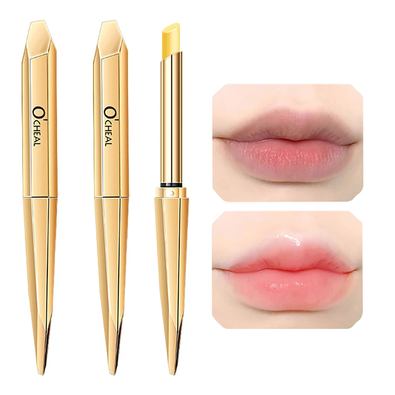 

3 Pcs Gold Moisture Lip Balm Long Lasting Moisturizing Temperature Change Lipstick Anti Aging Repair Lips Mask OCHEAL Makeup