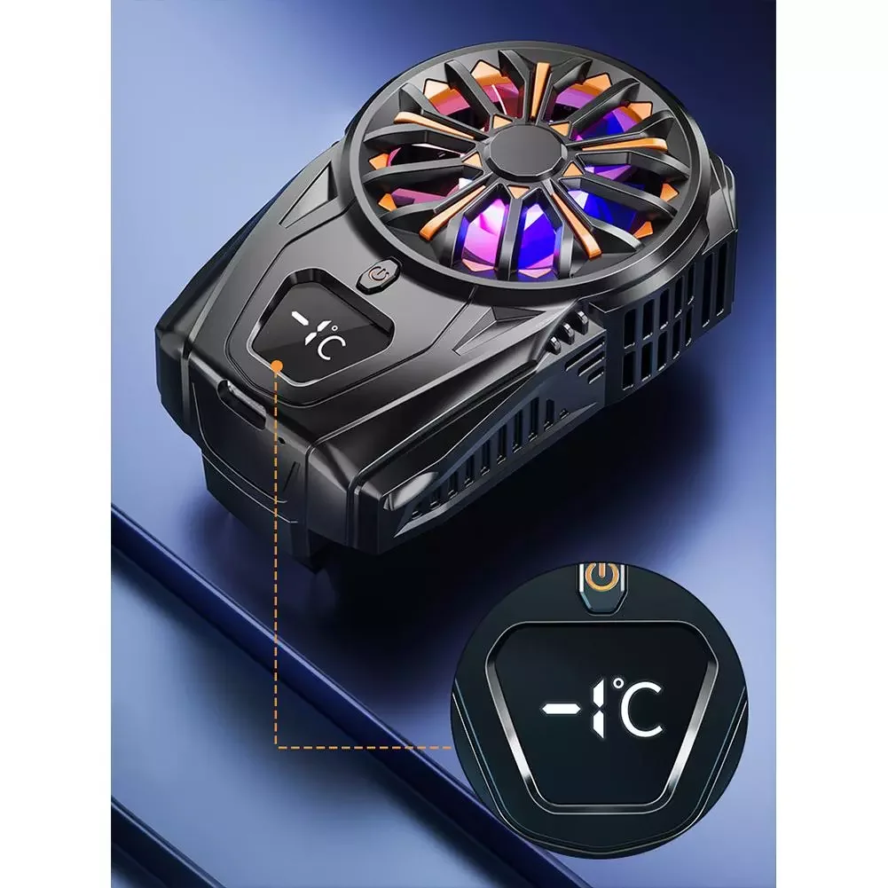 

Mobile Phone Cooler Handle Semiconductor Cooling Fan Holder Digital Display For Game Live Broadcast Mobile Heat Sink