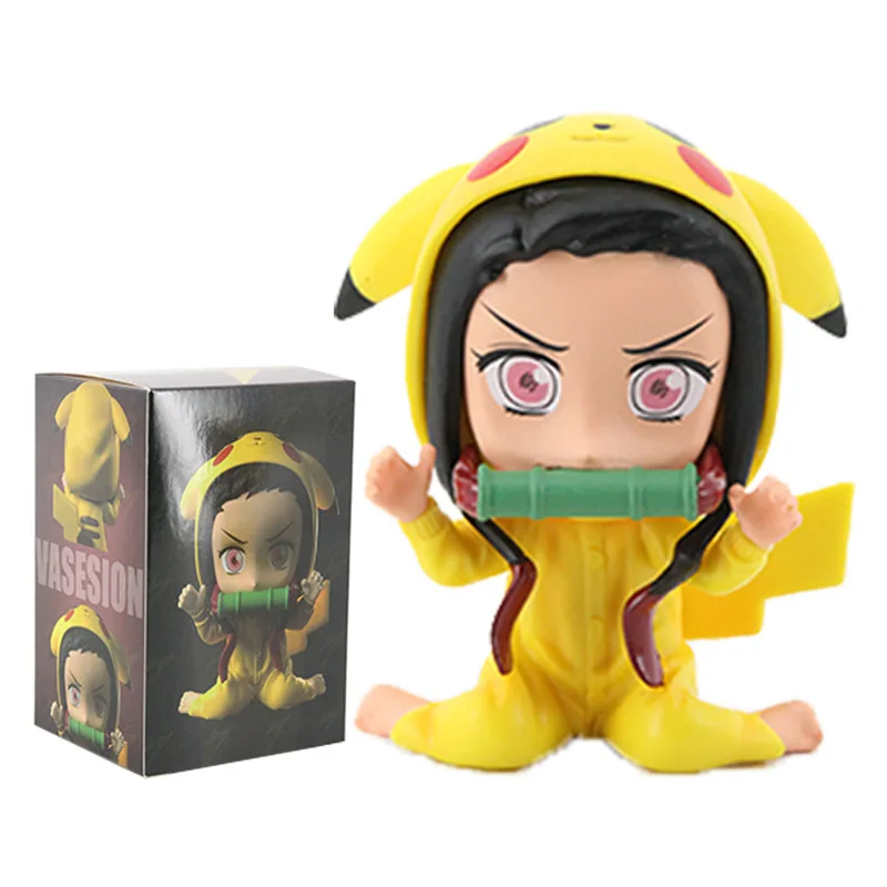 

Игрушка-Рассекатель демонов, кавайная фигурка незуко, косплей, Покемон, Пикачу, статуэтка сидя, модель, высота 9 см