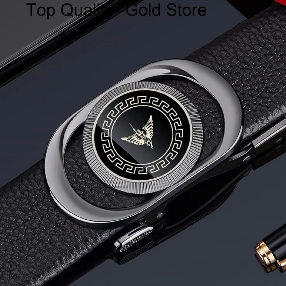 VANNANBA New Mens Ratchet Belt,Leather Belt for Men with Automatic Buckle Alloy,Trend Fashion,with Gift Box