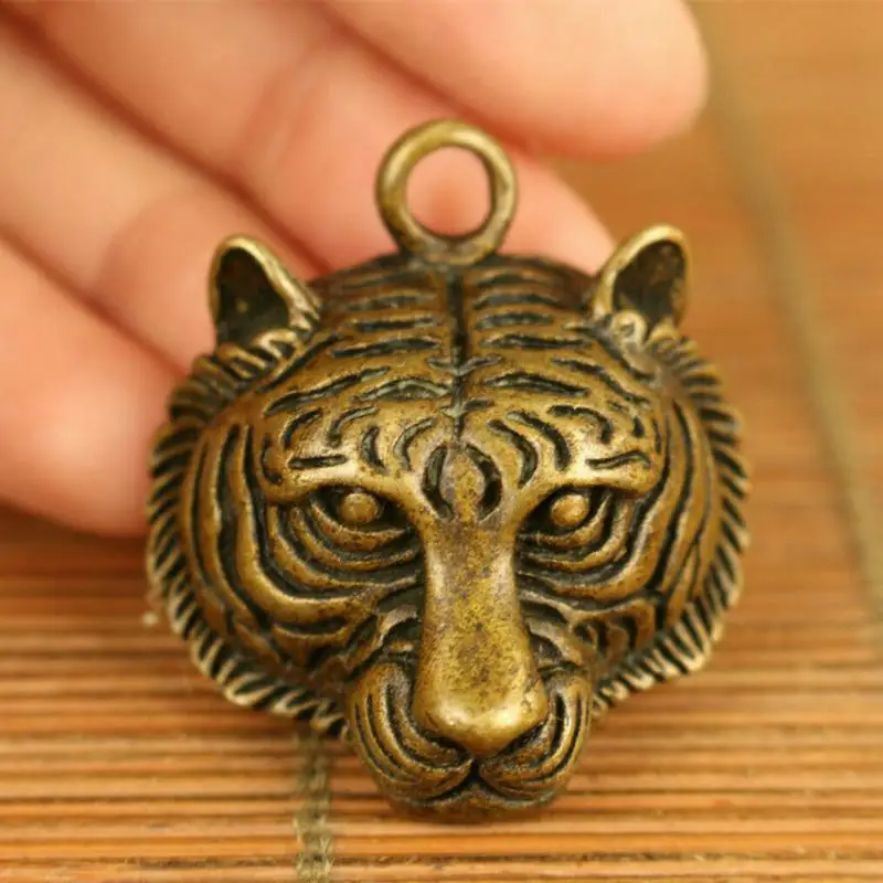 Китайская старинная бронзовая ручная резьба голова тигра статуэтка сборная