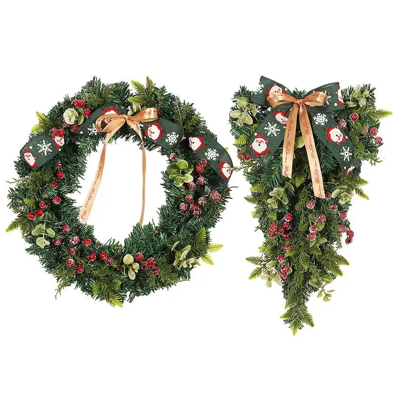 

Рождественский венок для входной двери, венок с красными фруктами, композиция, Рождественское украшение, висячая гирлянда для входной двер...