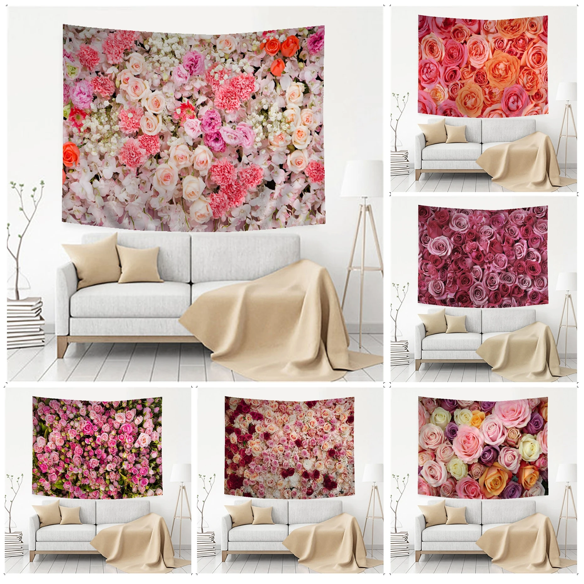 

Flower Rose Printed Large Wall Tapestry For Living Room Home Dorm Decor Home Decor