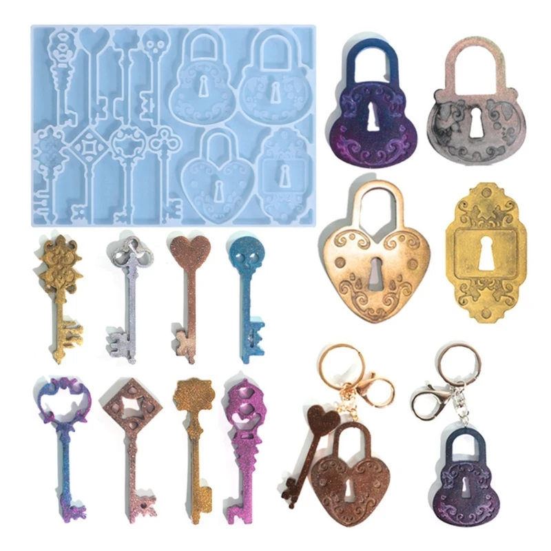 

Silicone Keychains Mold and Lock Shape Resin Epoxy Mold Handmade Jewelry
