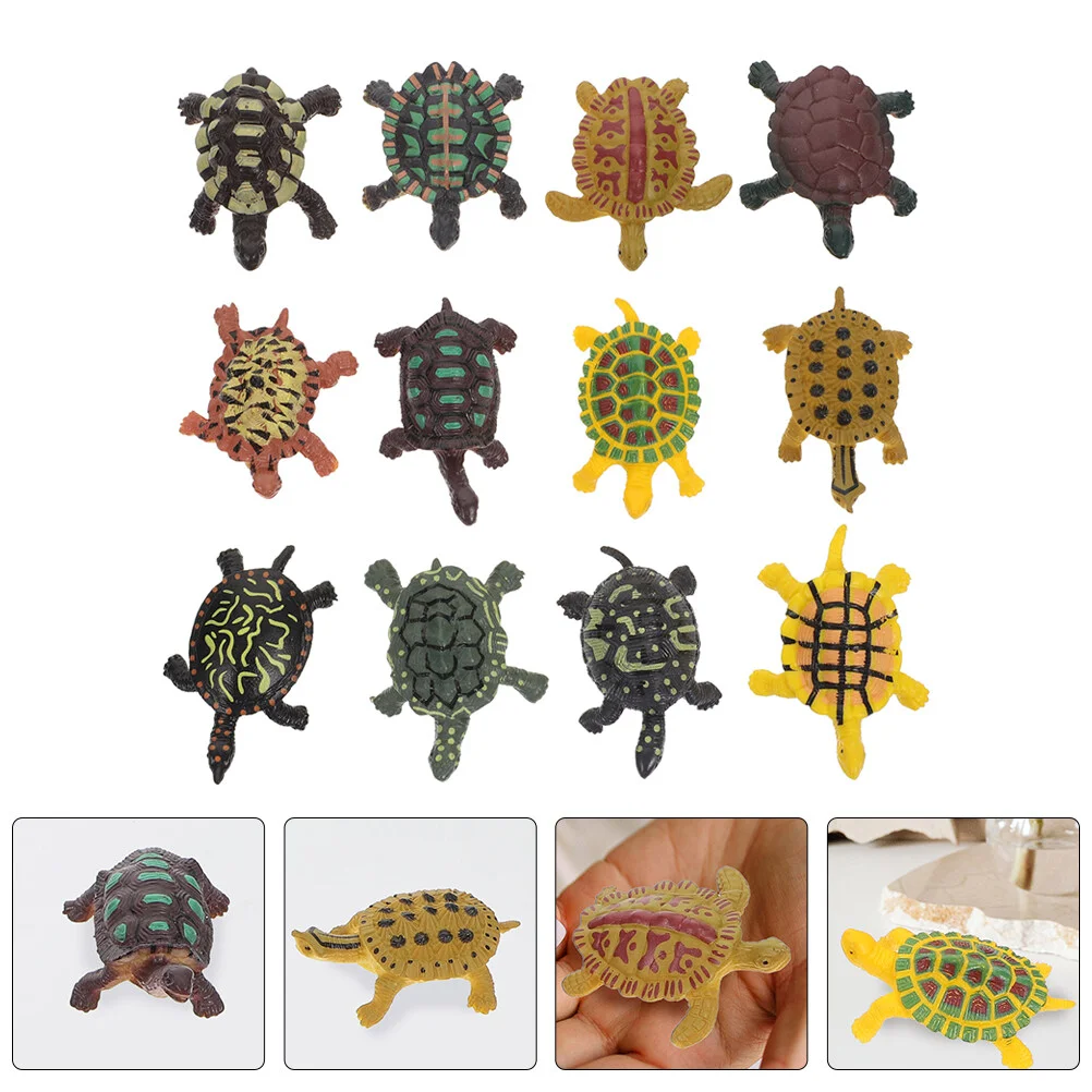 

24 Pcs Simulation Turtle Tortoise Statue Decor Fish Tank Decorations Models Cupcake Decor Party Favors Paper