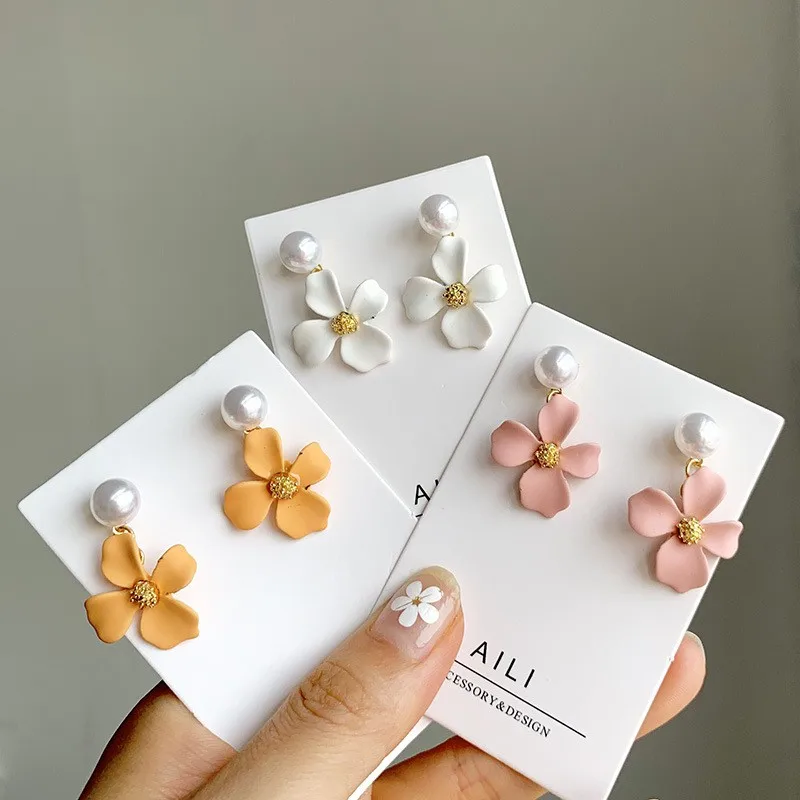 

Dincior Dincior Simple Beauty Flower Pearl Earrings Dangle Earings Girl Ins New Korean