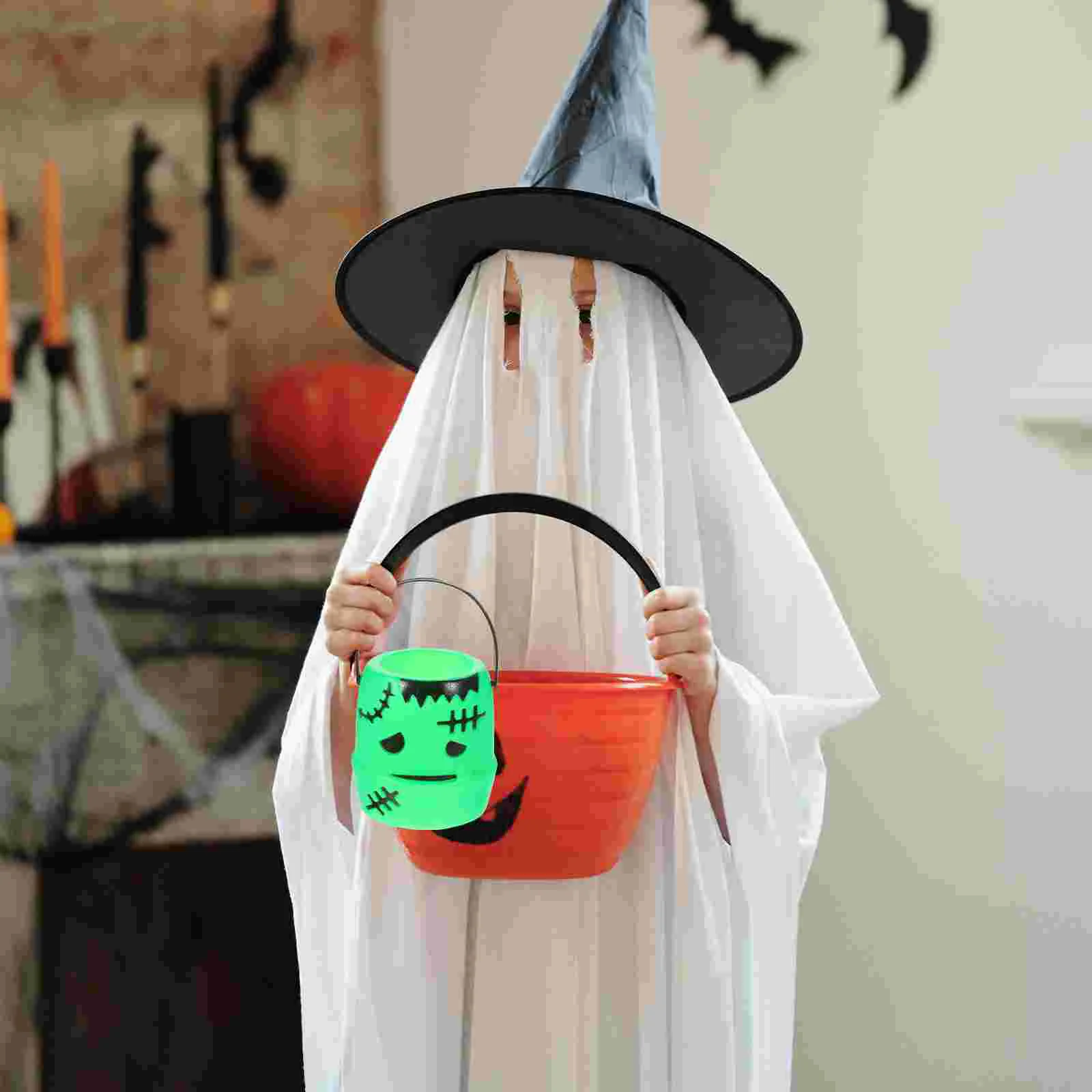 

3 Pcs Candy Container Pumpkin Design Holder Party Snack Bucket Halloween Props Portable Decor Plastic Child Kids Buckets
