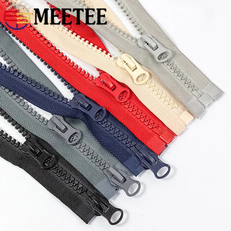 

Meetee 1Pc 50-100cm 8# Resin Zipper Single/Double Puller Slider Open-End Zip for Jacket Long Zips Repair DIY Sewing Accessories