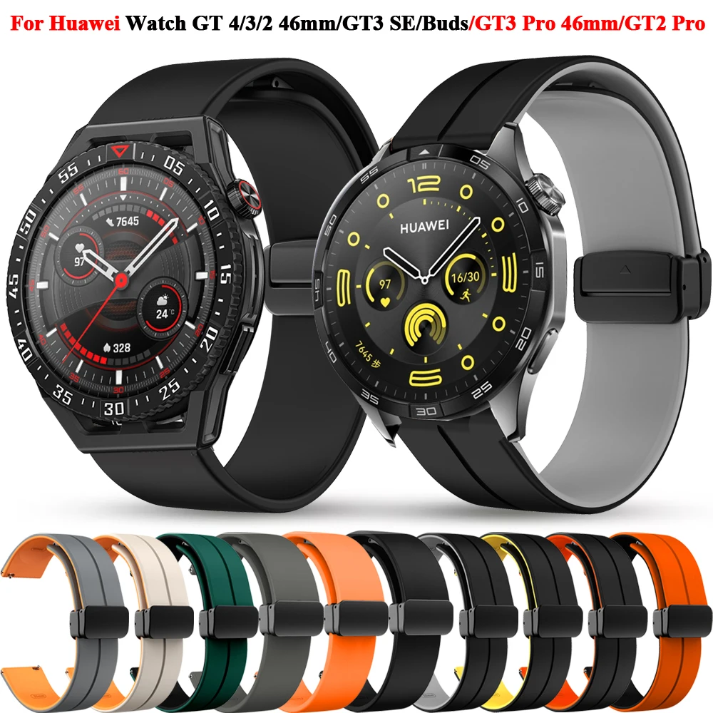 22mm Magnetic Buckle Silicone Wrist Strap For HUAWEI WATCH GT 4 46MM/Pro 2 3 SE/GT3 Pro 46MM/Buds/Ultimate Wristband Bracelet