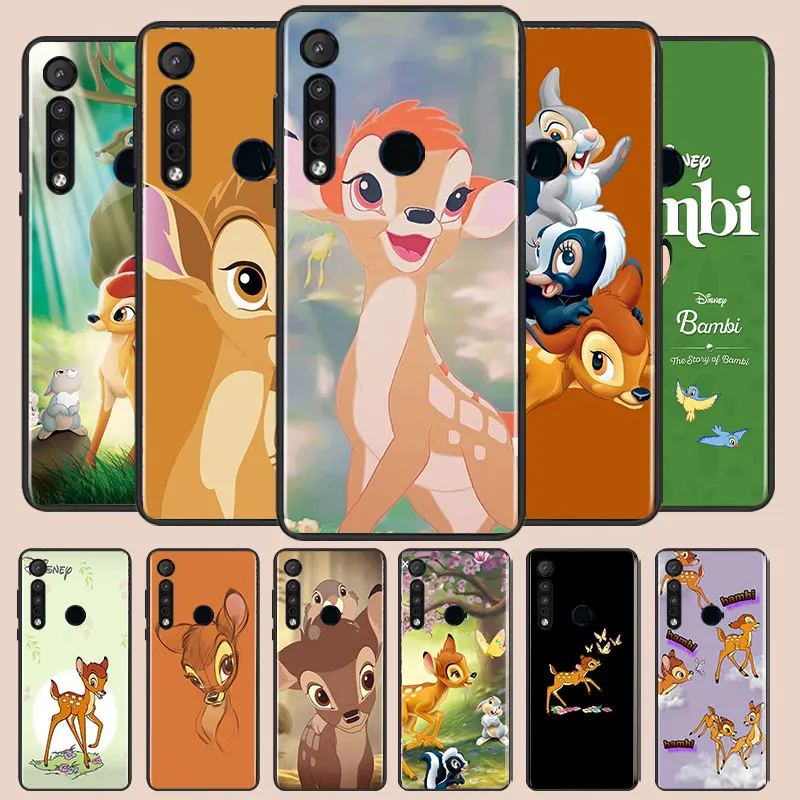 

Bambi anime Phone Case For Motorola G10 G22 G31 G40 G60 G41 G50 G51 G60S G71 E6i E7i 20 30Pro Lite Black Silicone Back Soft Capa