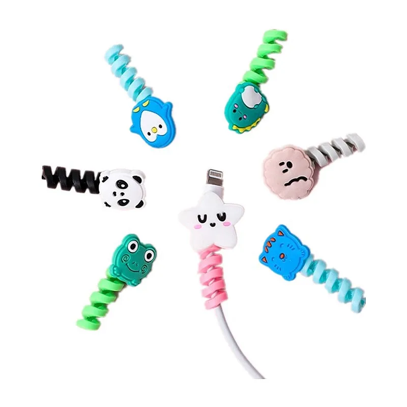 Мультяшный защитный чехол для передачи данных протектор зарядного кабеля
