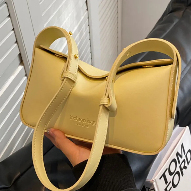 

2023 новые женские модные сумочки, ретро однотонная сумка через плечо из искусственной кожи, повседневные женские сумки-Хобо, простой дизайн