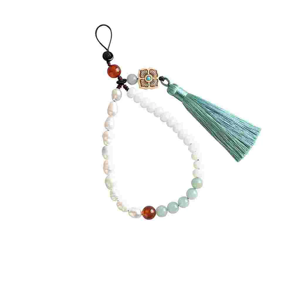 

1PC Chain Pearl Beading Short Chinese Style Tassel Wrist Strap Hanging Strap for Lady Girls