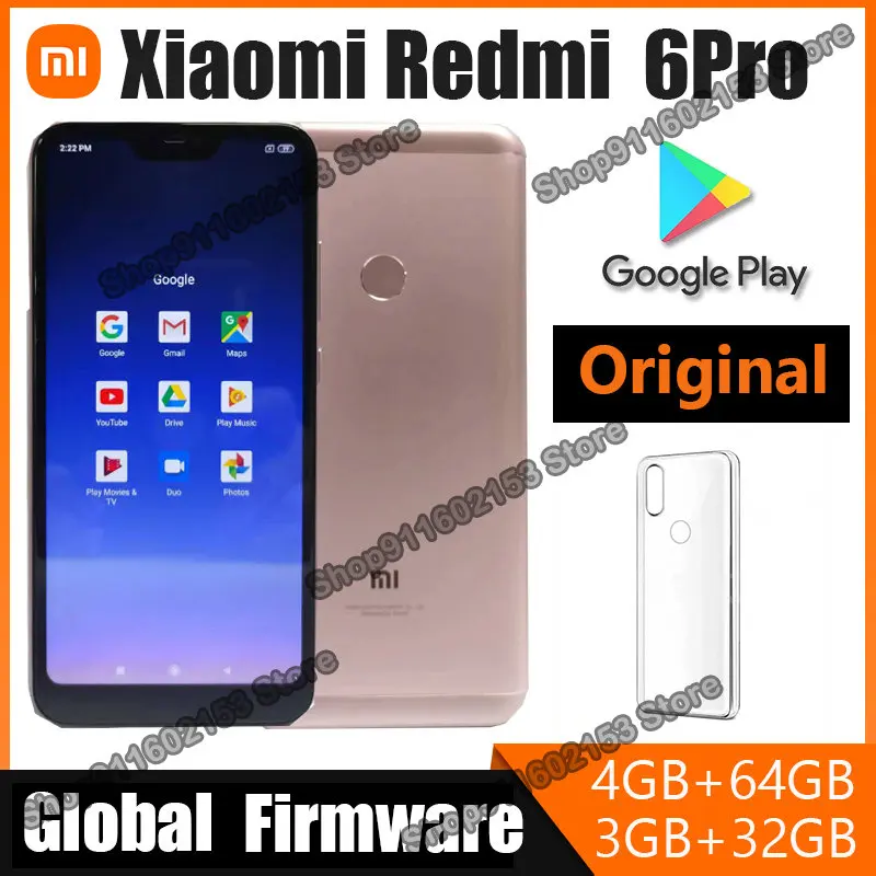 

Smartphone Xiaomi Redmi 6 Pro / Mi A2 lite Cellphone with Phone Case, 4000mAh Batterry Dual SIM Solt Dual Camera Global Firmware