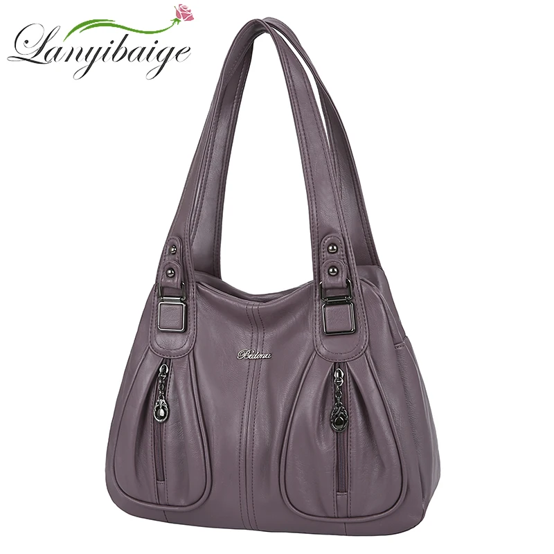 

Female Shoulder Crossbody Bags For Women 2021 Ladies Soft High Quality Leather Luxury Kangaroo Brand Handbags Bucket Bag