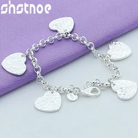 925 sterling silver five heart carving pattern bracelet for women party engagement wedding birthday gift fashion charm jewelry