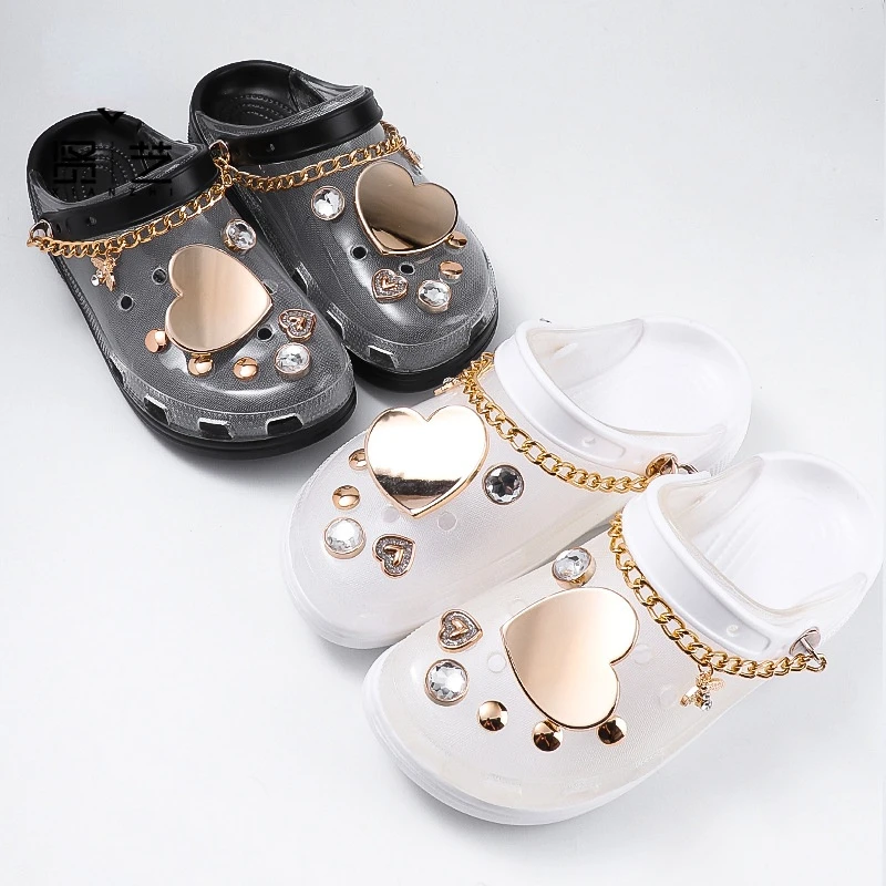 

2022 Luxury Croc Charms Designer Bejeweled Croc Shoes Chain Accessories DIY Quality Shoe Charms for Crocs Make Your Shoes Unique