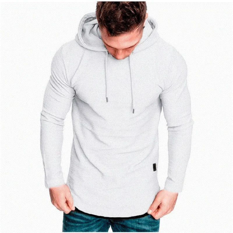 

2022 New Men's casual fashion solid color long-sleeved T-shirt with Hood Summer casual sports long-sleeved T-shirt