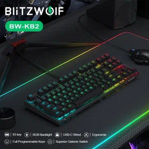 Blitzwolf bw-kb2 mechanical keyboard 87 keys wired keyboard gateron optical switch hot swappable rgb nkro type-c gaming keyboard 1 Item image
