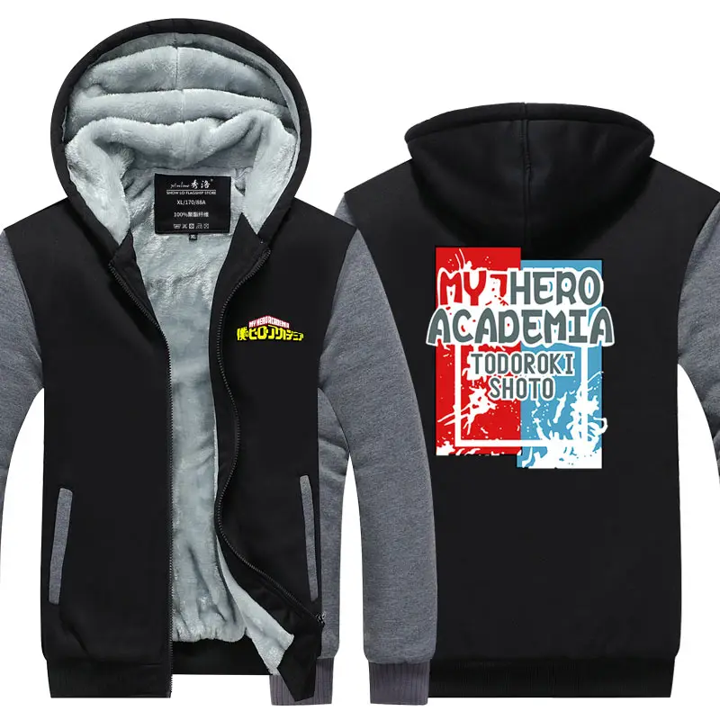 Anime My Hero Academia Hoodies Cool Shoto Todoroki Bakugou Deku Pullover Hooded Sweatshirt Patchwork Men's Long Sleeve Tops