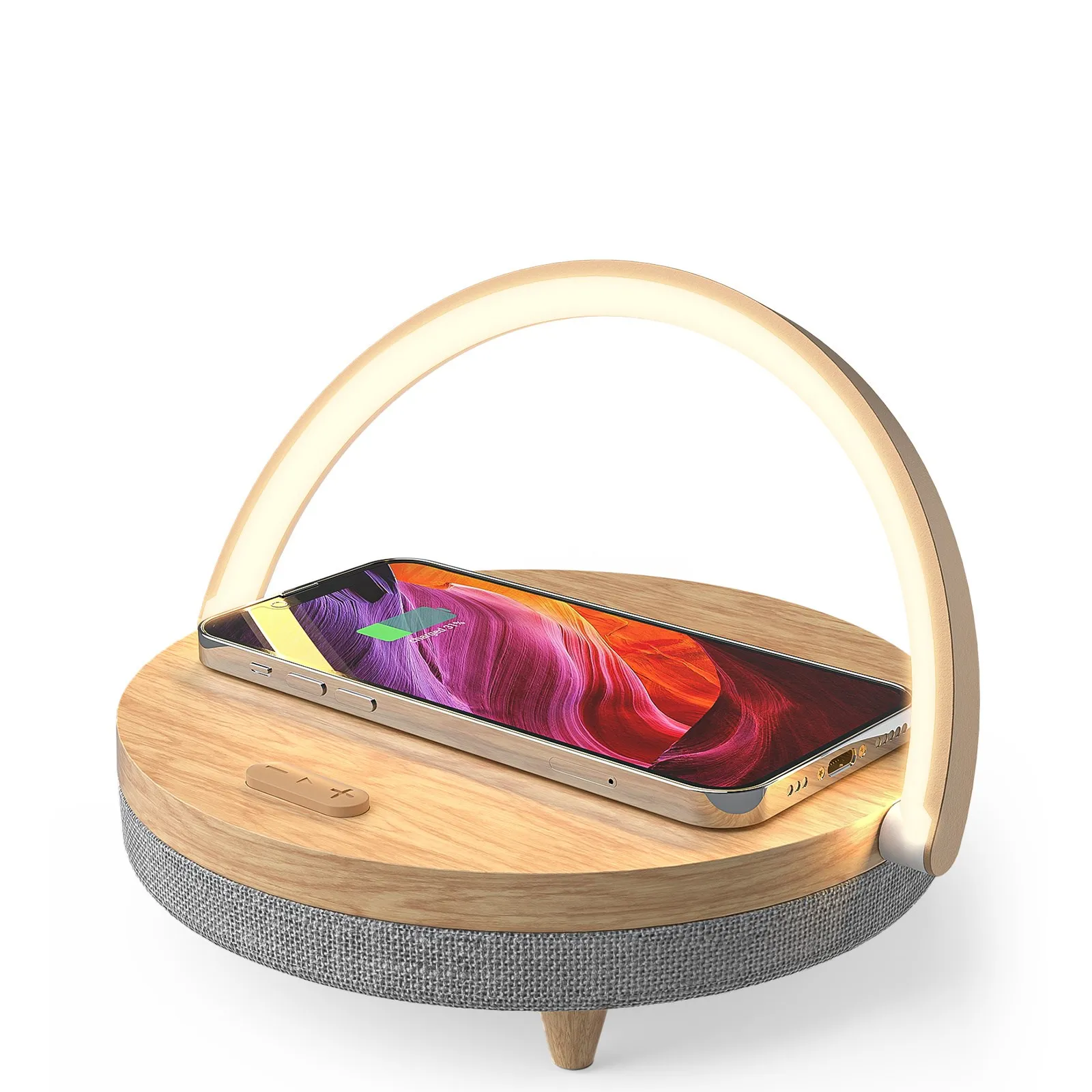 

2023 New 15W Bluetooth Speaker Wireless Chargers Wood LED Lamp High Power Fast Charging For IPhone 14 Touch Night Light Charge