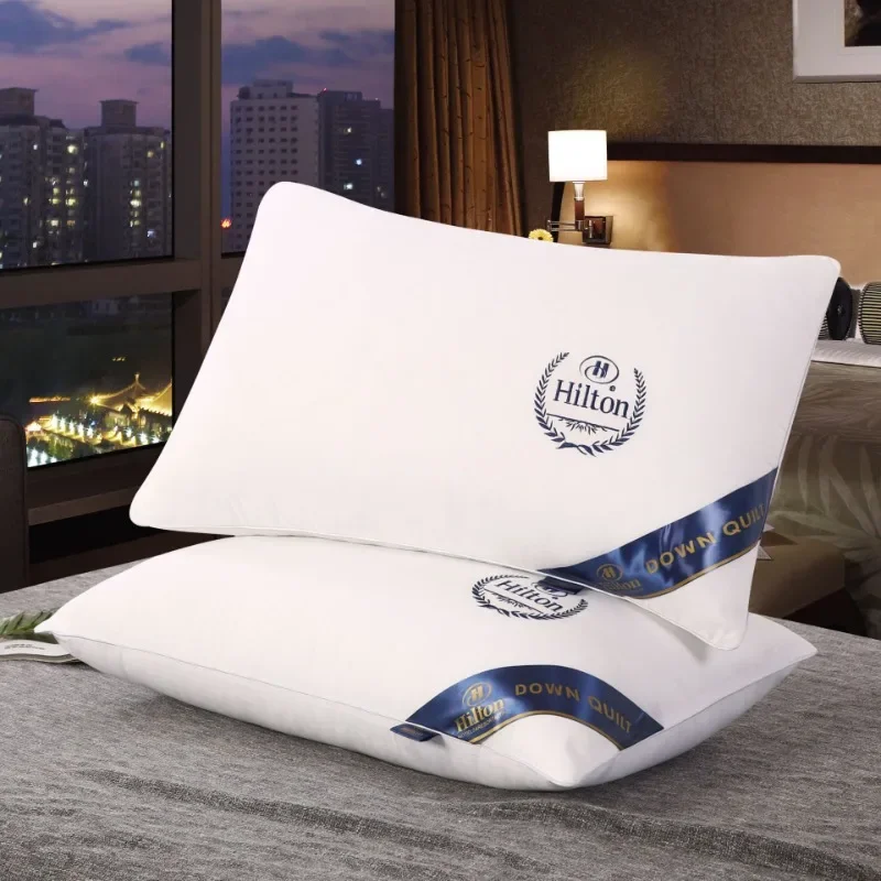 

Hilton five-star hotel pillow Solid color Microfiber filling Cushion for Bedroom Sleep Bedding Rectangular pillow core 48x74cm