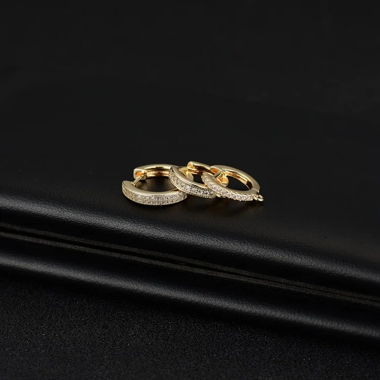 

Korean jewelry new zircon micro inlaid Earrings accessories 14K gold wrapped round Earrings accessories