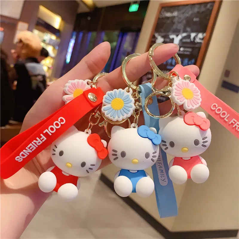 

Cartoon Cute Hello Kitty Keychain PVC Flexible Glue Three-Dimensional Doll Hello Kitty Key Pendants Small Pendant