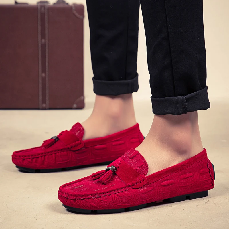 

Loafers Suede Leather Boat Shoes Mocassin Homme Tassel Men Driving Shoes Moccasin Male Casual Flats Loafer S10220-S10224