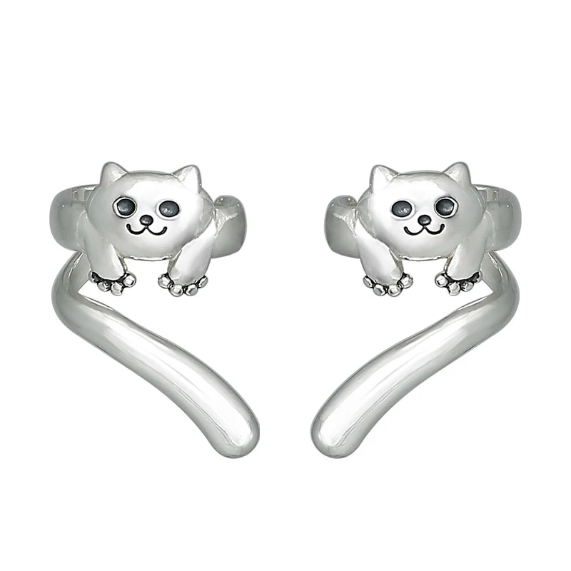Женские Серьги-клипсы Huitan С Кошачьим Дизайном Металлические Серебряные Модные