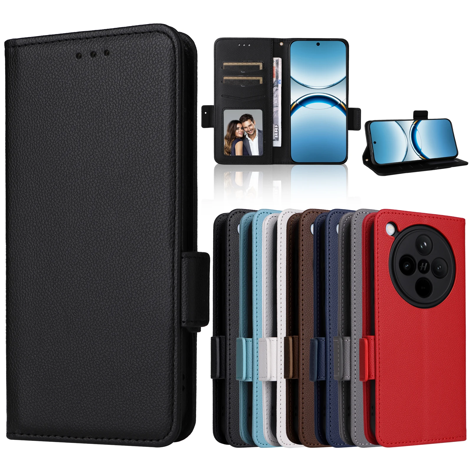 Чехол-кошелек с слотом для карт Oppo Find X8 Pro магнитная кнопка откидная кожаная