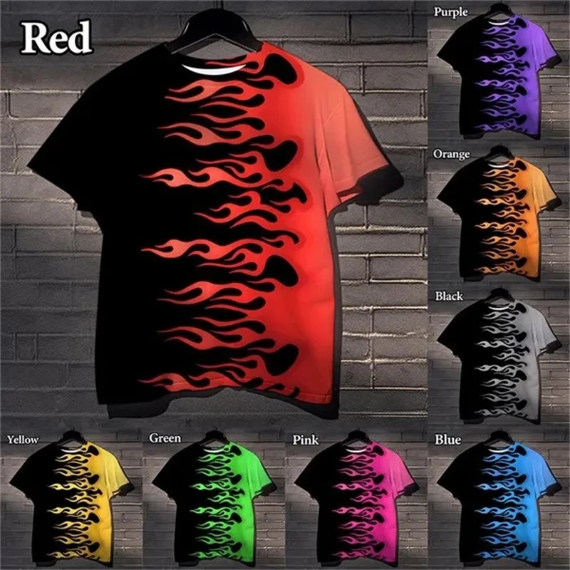 

Повседневная крутая модная футболка с 3D-принтом пламени, веселые черные футболки в стиле хип-хоп, модные летние уличные быстросохнущие топы, дышащие футболки