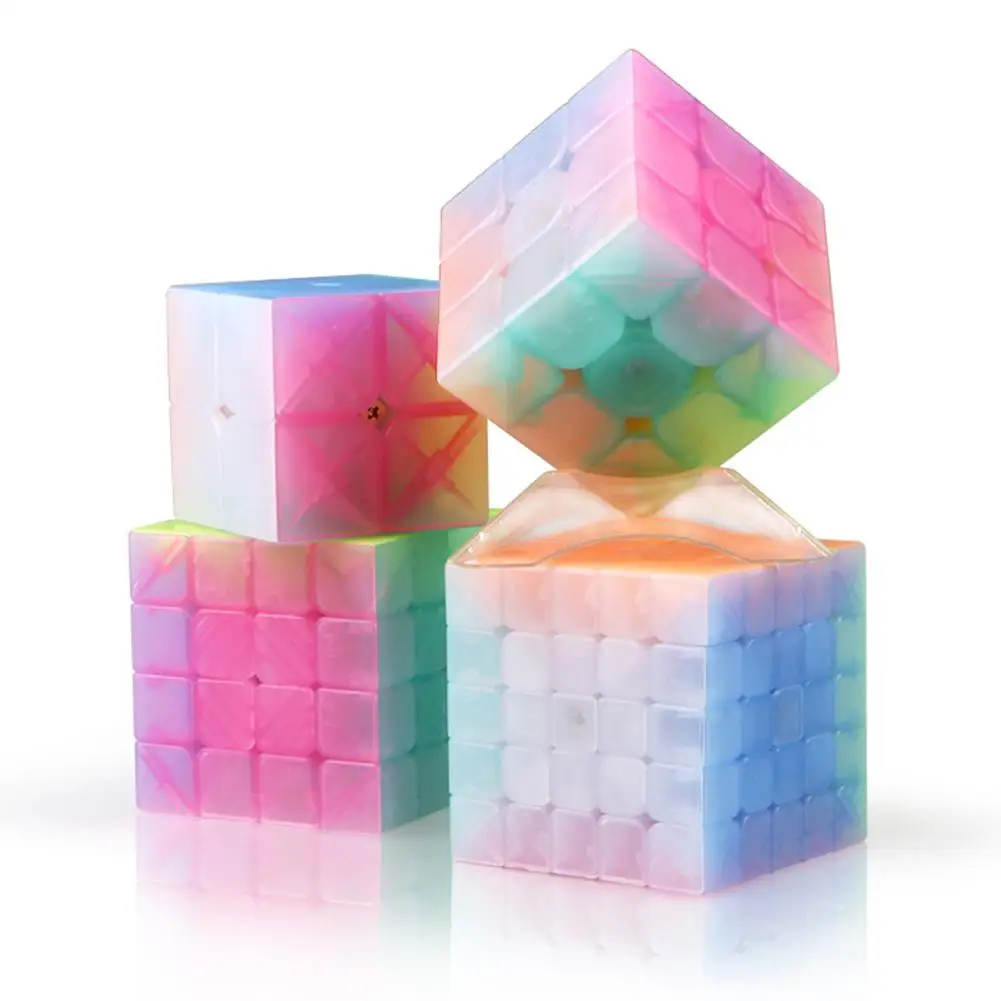 

Magic Cube Jelly Color Stickerless Magic Cube Bundle Transparent Puzzle Finger Professional Speed Children Early Educational Toy