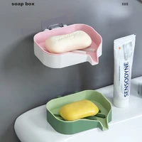 double layer soap holder wall mounted household bathroom drain soap dishes box toiletries organizer kitchen storage