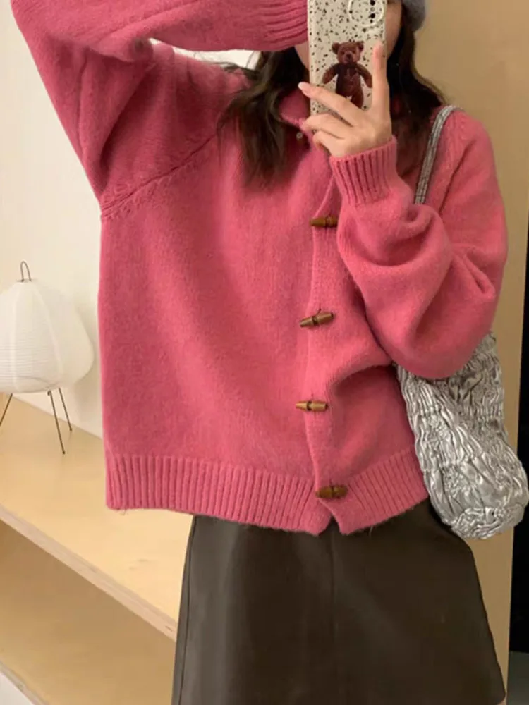 UCXQ винтажный свитер куртка в корейском стиле оливковая деревянная пряжка