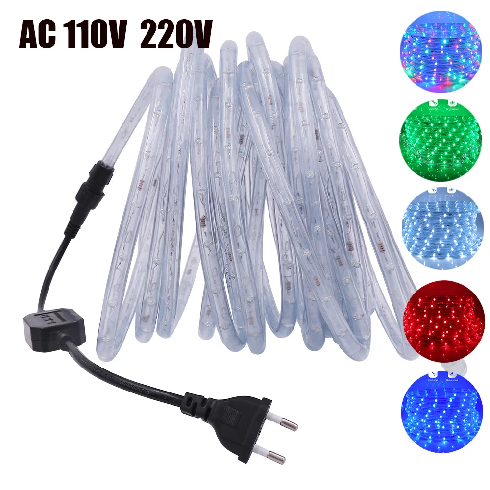 

AC 220V 110V Neon Led Strip 360 Degree Round Neon Sign LED Light Rainbow Tube Rope Waterproof TV Backlight with Power Supply