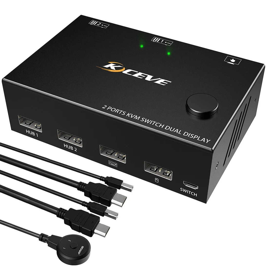 

-Compatible 60Hz KVM 2 in 2 Out Dual Monitor Switcher Controls 2 Computers or Laptop Monitors Dual Input Display