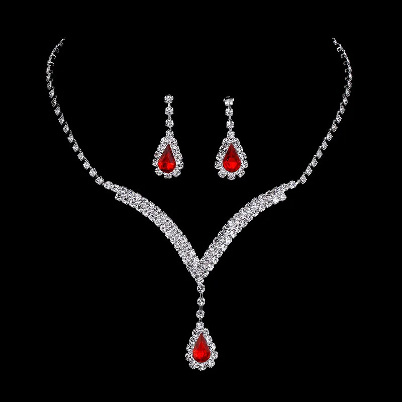 

2023 New Japanese and Korean Bride Necklace Earring Set 2 Pieces Dress with Jewelry Shiny Crystal High Quality Collar Chain