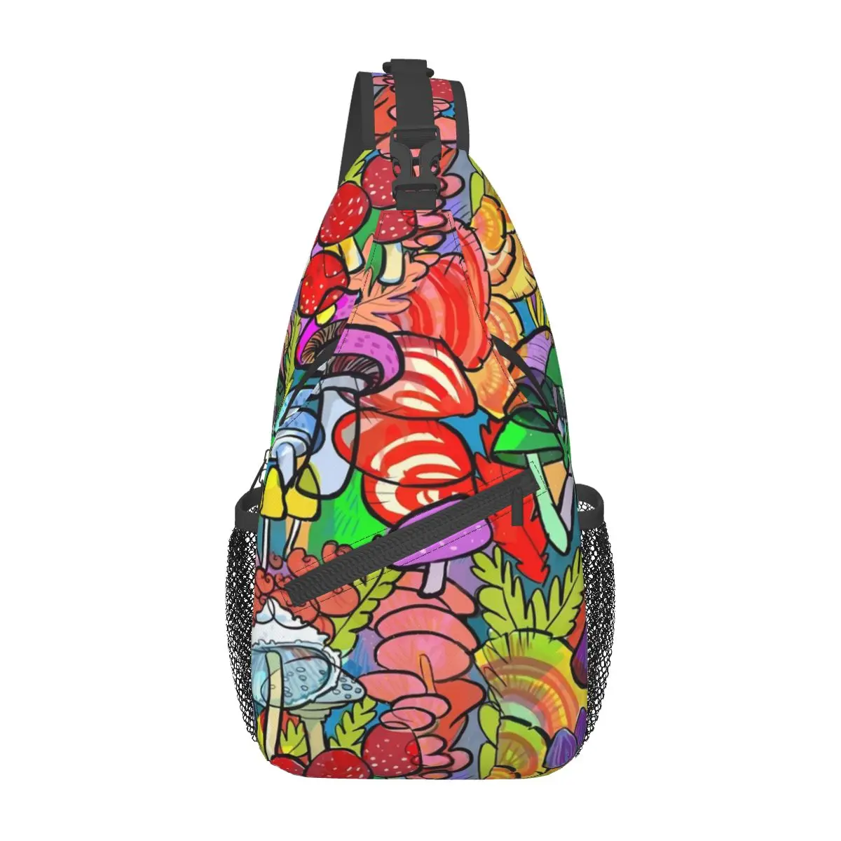 

Forest Appeared Chest Bags Men Colorful Mushroom Print Shoulder Bag Funny High School Crossbody Bag Trip Outdoor Sling Bags