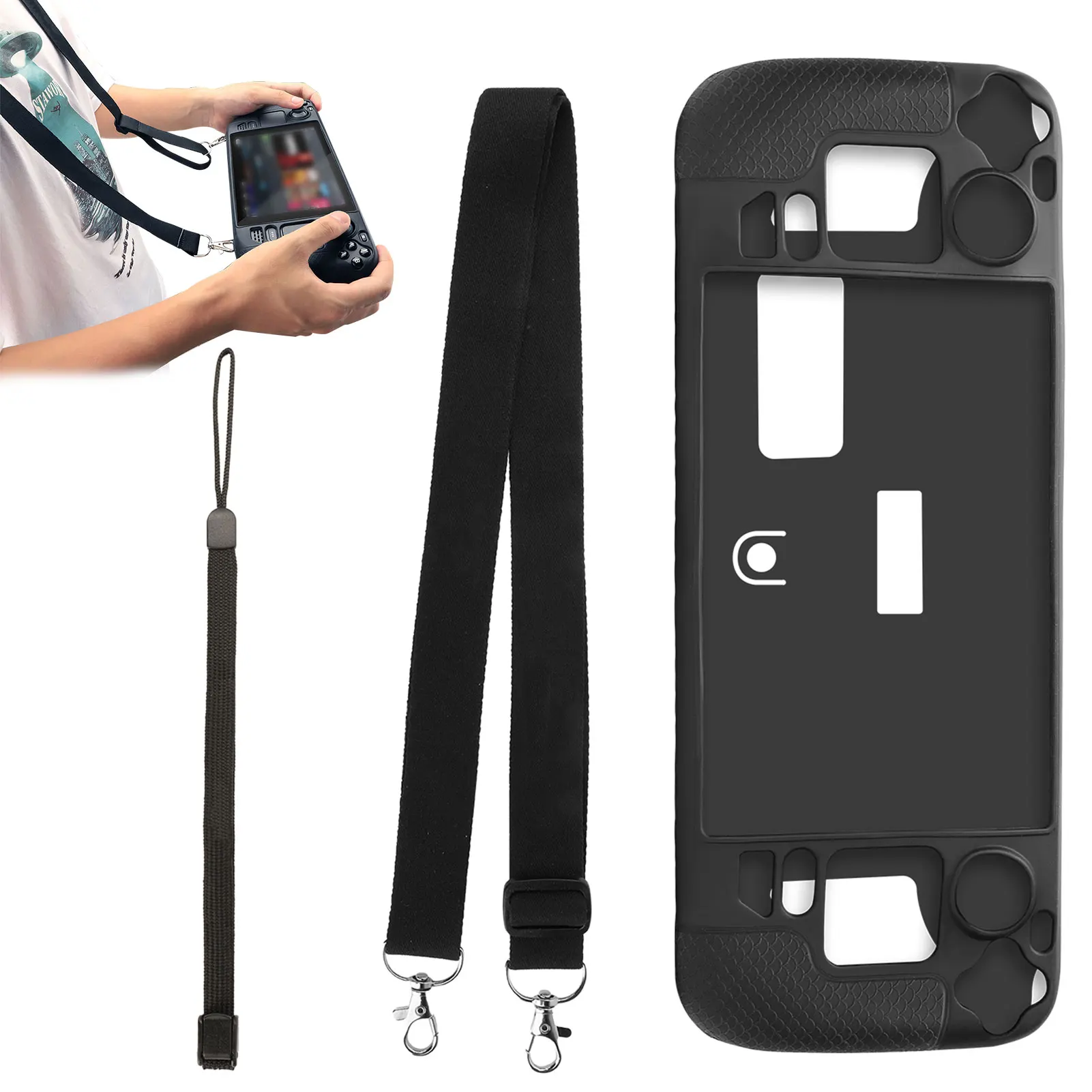 

Soft Silicone Case Protective Cover For Steam Deck Game Console Controller Gaming Back Shell Protection With Lanyard Accessories