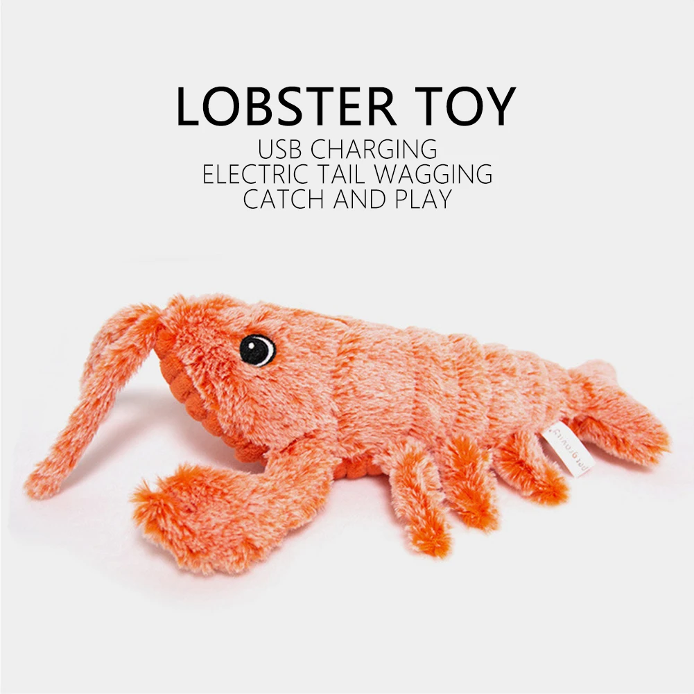 

USB Electric Jumping Cat Toy Shrimp Moving Simulation Lobster Electronic Plush Toys for Pet Dog Cat Children Stuffed Animal Toy