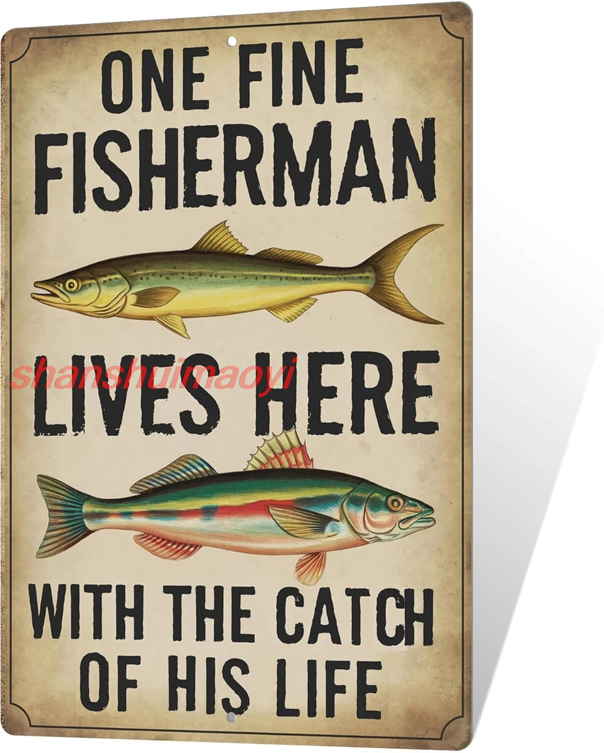 Putuo Decor Забавный рыболовный знак для дома озера жестяная вывеска рыбалки