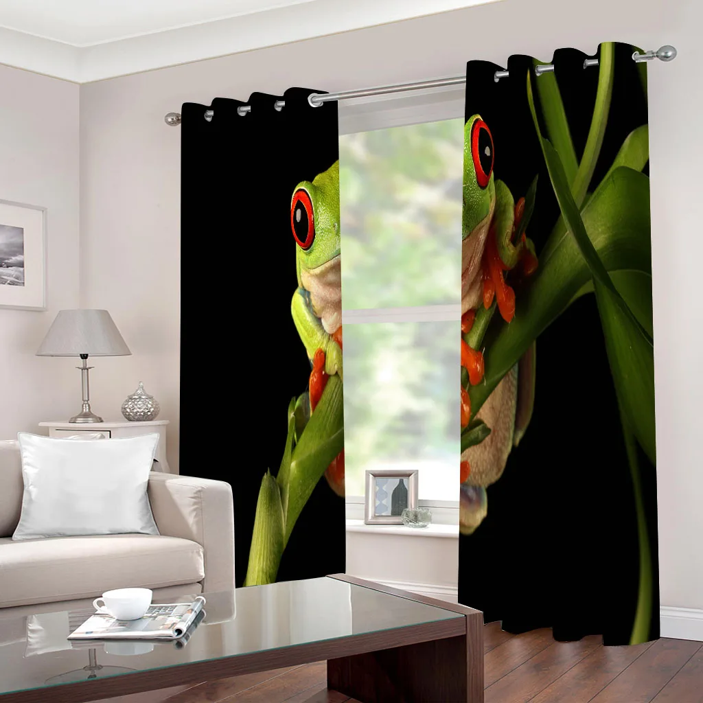 Customized Curtain Window Living Room Animal Frog Print Luxury Curtains In The Kids Bedroom Hall Treatments Kitchen Decoration