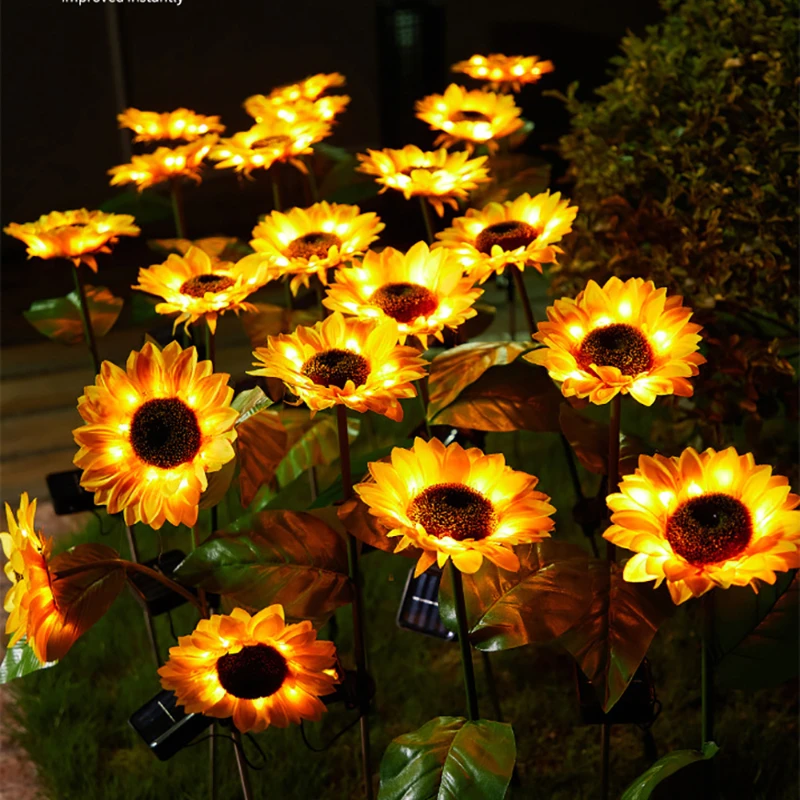 

Solar Flowers Pathway Light Solar Sunflowers Outside Garden Lawn Light IP65 Waterproof for Patio Yard Wedding Holiday Decoration