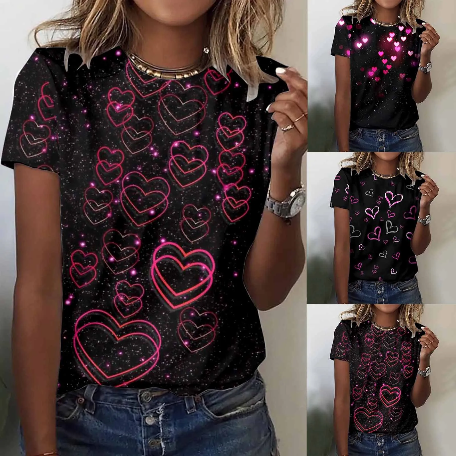 

Женская модная повседневная футболка с коротким рукавом и круглым вырезом, женские футболки с принтом, женские футболки с длинными рукавам...