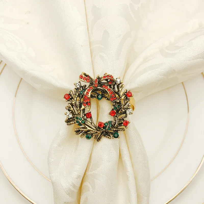 

10PCS/Metal Christmas wreath napkin ring table decoration ornaments for Christmas family hotels, weddings and other gatherings